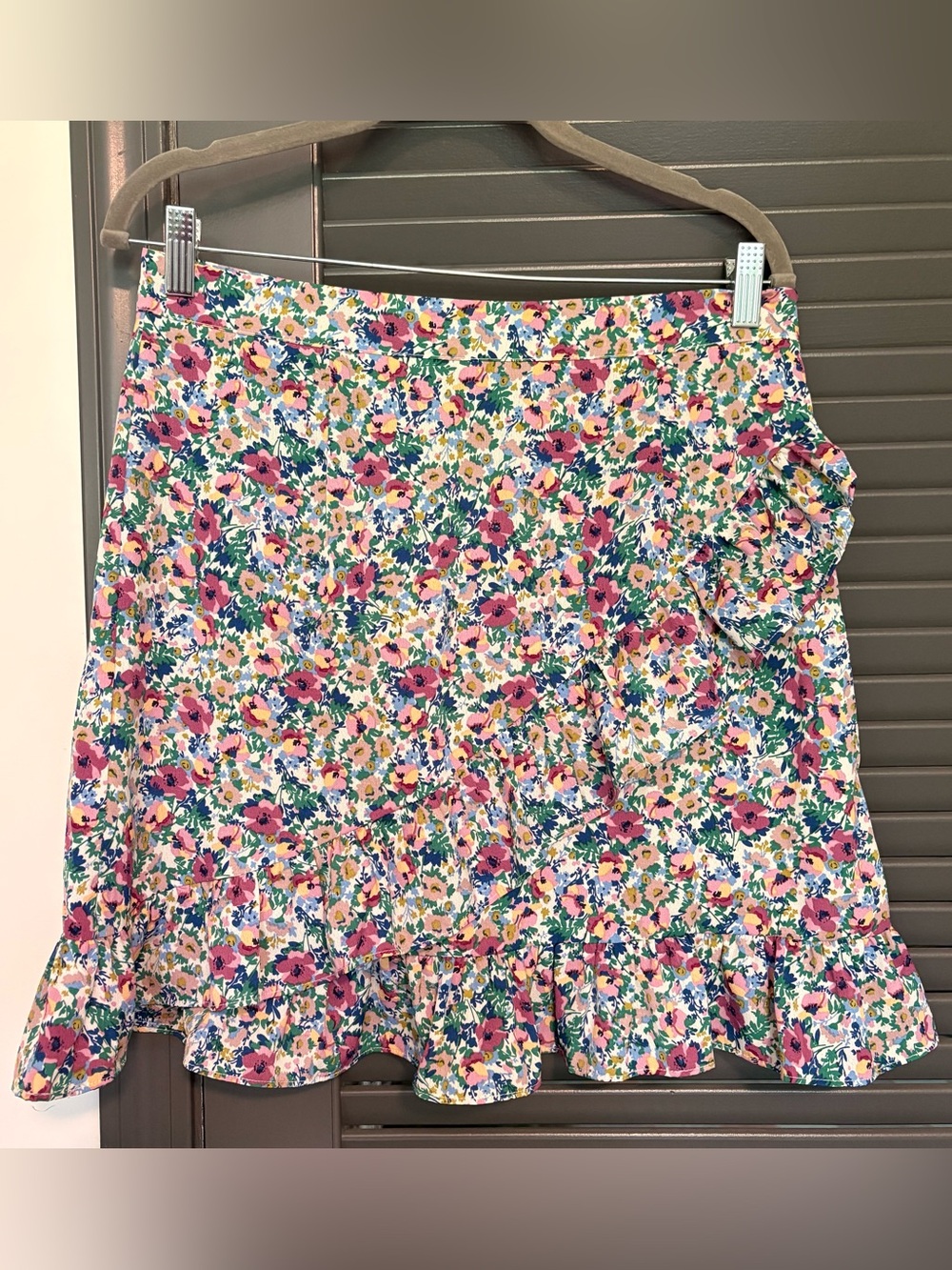 Nasty Gal Pink Multi Floral Ruffle Mini Skirt